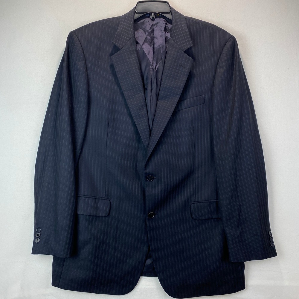 Brooks Brothers 1818 Madison Loro Piana Pinstripe Blazer Mens 44L Navy Blue Wool